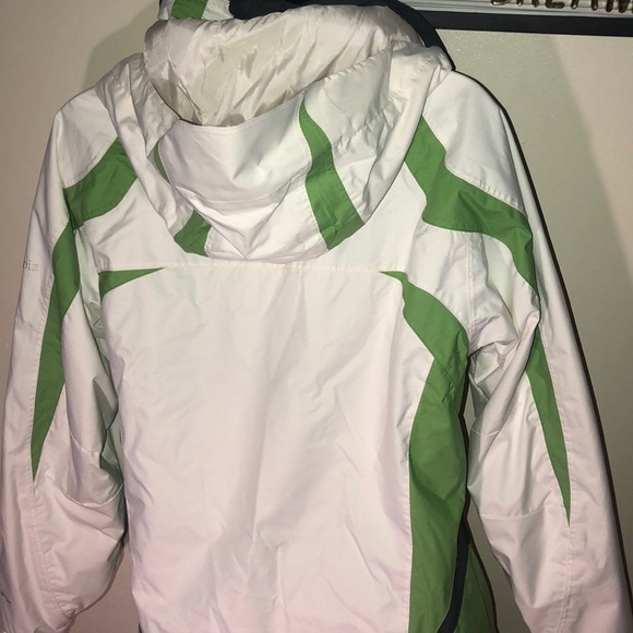 Columbia Jackets & Coats | Columbia White Green Striped Waterproof